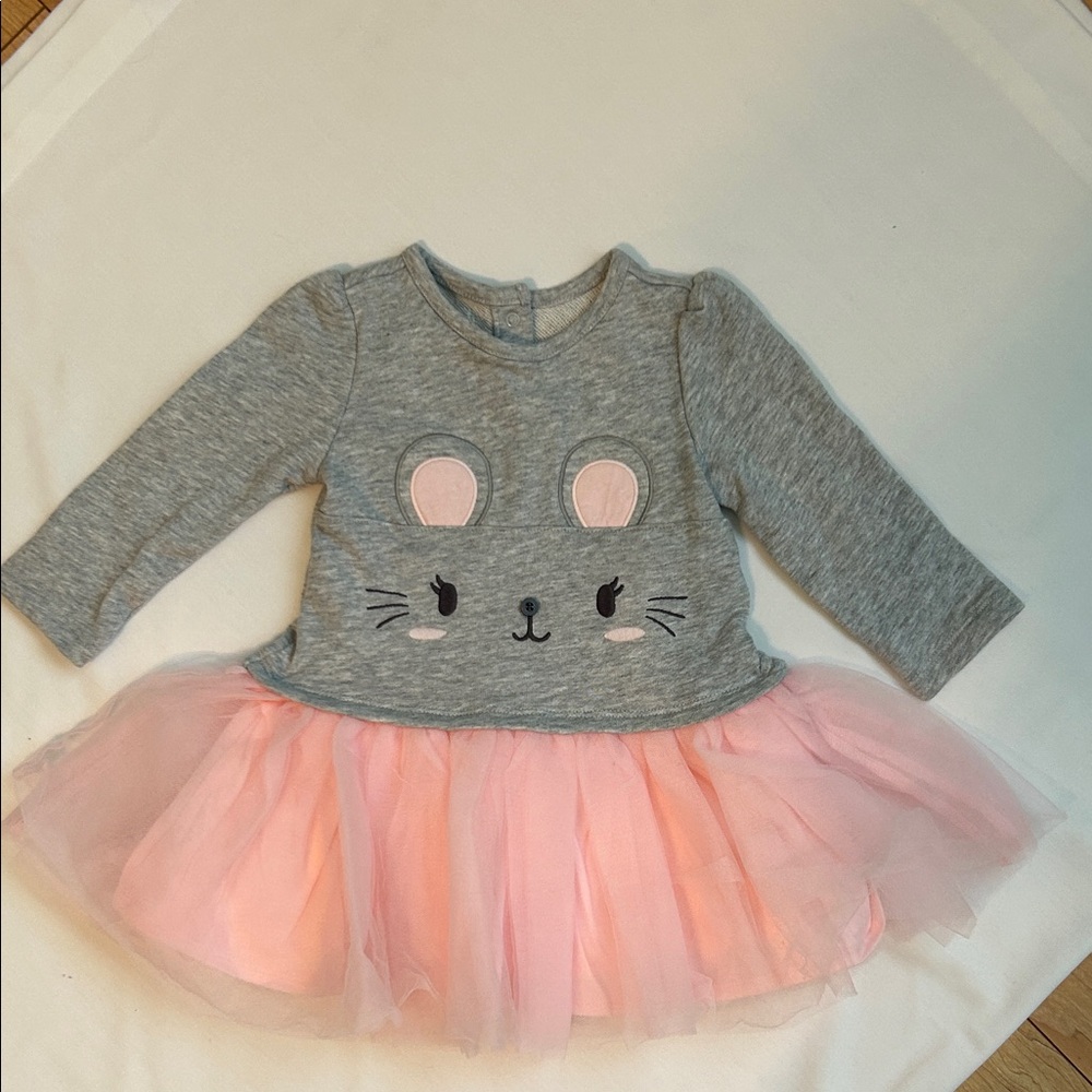 Gymboree Gray Dress with Tulle over Skirt